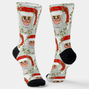 Funny Santa Face Christmas Pattern Socks