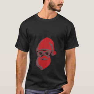 Funny Santa Face Hipster With Hat Beard Glasses Ch T-Shirt