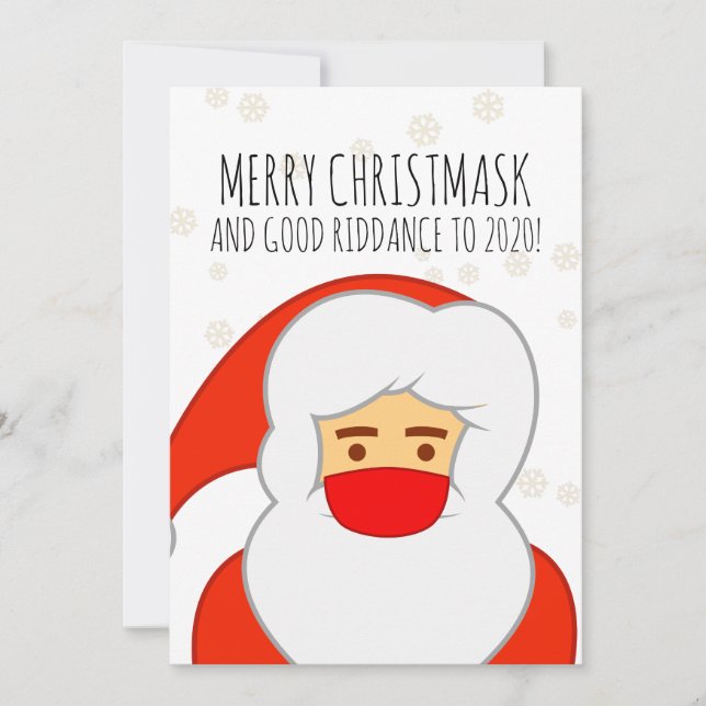 Funny Santa Face Mask Merry Christmas Mask Holiday Card (Front)