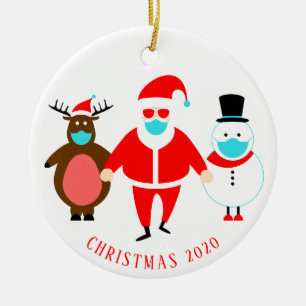 Funny Santa Face Mask Personalised Christmas 2020 Ceramic Ornament