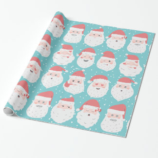 Funny Santa Faces Christmas Gift Wrap