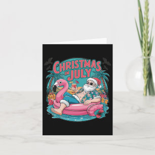 Funny Santa Flamingo Christmas In July Summer Xmas Card
