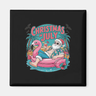 Funny Santa Flamingo Christmas In July Summer Xmas Magnet
