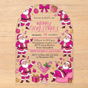 Funny Santa Friendsmas Christmas Party Acrylic Invitations