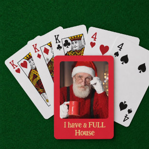 Funny Santa Full House Photo Gift Playing Cards