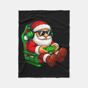Funny Santa Gaming Gamer Pajamas Pjs Christmas Xma Fleece Blanket
