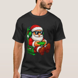 Funny Santa Gaming Gamer Pajamas Pjs Christmas Xma T-Shirt