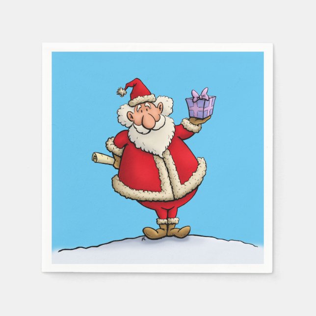 funny santa gift delivery christmas cartoon napkin (Front)