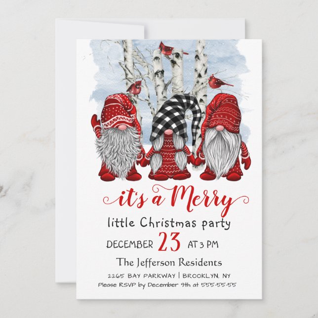 Funny Santa Gnomes Merry Christmas Little Party Invitation (Front)