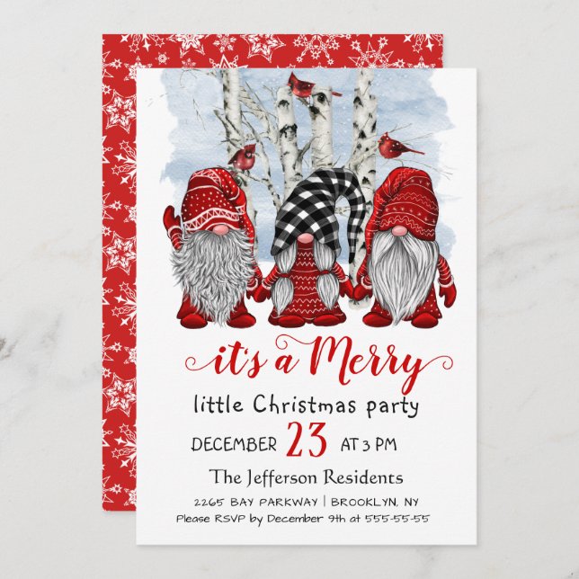 Funny Santa Gnomes Merry Christmas Little Party Invitation (Front/Back)