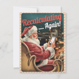 Funny Santa GPS Recalculating Christmas Holiday Card