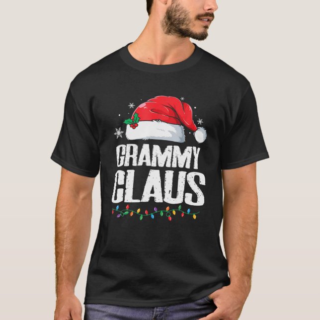Funny Santa Grammy Claus Christmas Matching Family T-Shirt (Front)