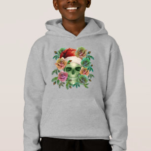 FUNNY SANTA GREEN SKULL AND CHRISTMAS FLORAL