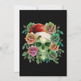 FUNNY SANTA GREEN SKULL AND CHRISTMAS FLORAL INVITATION