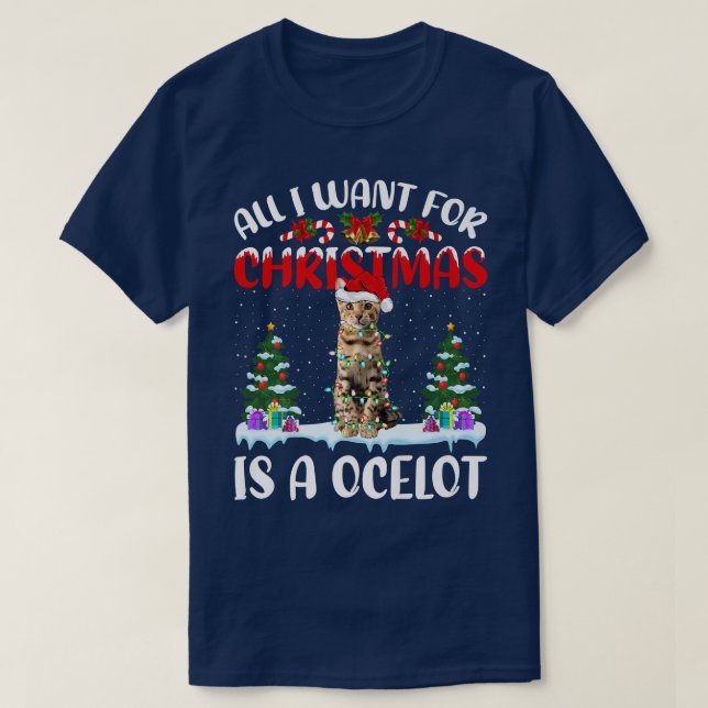 Funny Santa Hat All I Want For Christmas Is A Ocel T-Shirt (Design Front)