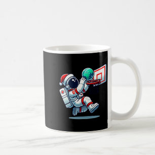 Funny Santa Hat Astronaut Dunking Earth Basketball Coffee Mug