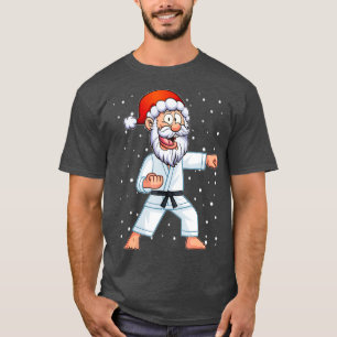 Funny Santa Hat Christmas Karate Kids For Boys T-Shirt