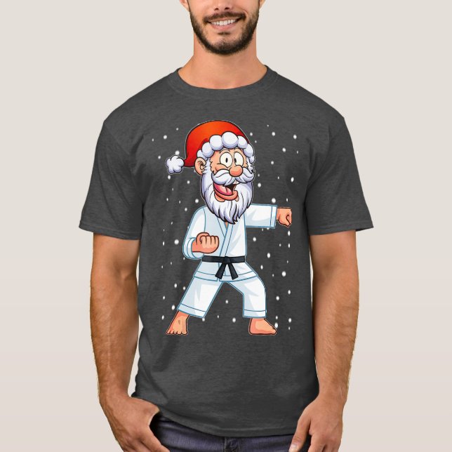 Funny Santa Hat Christmas Karate Kids For Boys T-Shirt (Front)