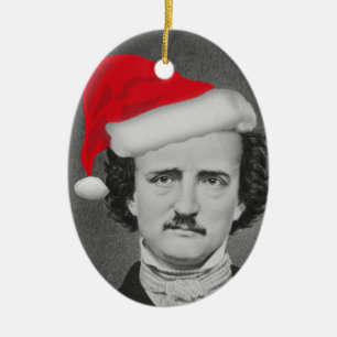 Funny Santa hat Edgar A. Poe Christmas ornament