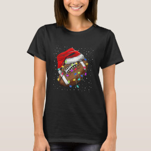 Funny Santa Hat Football Christmas Lights Football T-Shirt