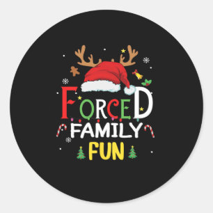 Funny Santa Hat Forced Family Fun Sarcastic Christ Classic Round Sticker