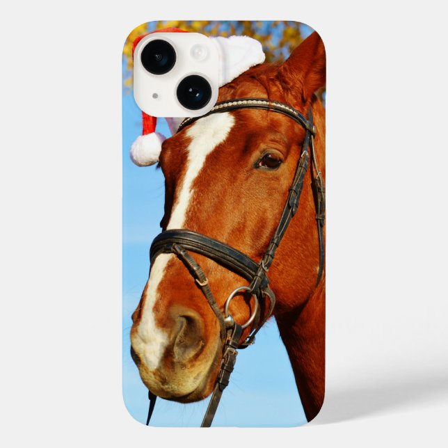 Funny Santa Hat Horse Christmas Case-Mate iPhone Case (Back)