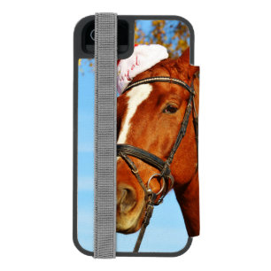 Funny Santa Hat Horse Christmas Incipio Watson™ iPhone 5 Wallet Case