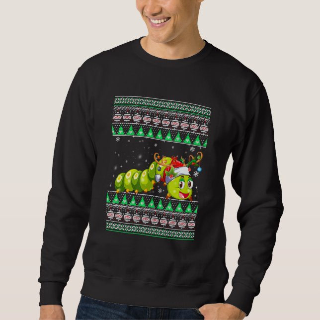 Funny Santa Hat Matching Ugly Caterpillar Christma Sweatshirt (Front)