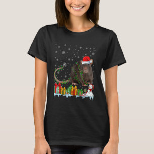 Funny Santa Hat Rat Christmas Lights Animals Lover T-Shirt