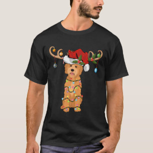 Funny Santa Hat Reindeer Goldendoodle Christmas T-Shirt