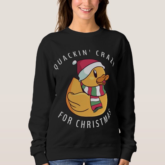 Funny Santa Hat Rubber Duck Christmas Pun Sweatshirt (Front)
