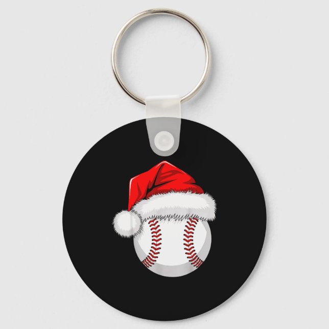 Funny Santa Hat Xmas Srt Lover Christmas Baseball  Key Ring (Front)