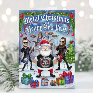 Funny Santa Heavy Metal Christmas Card