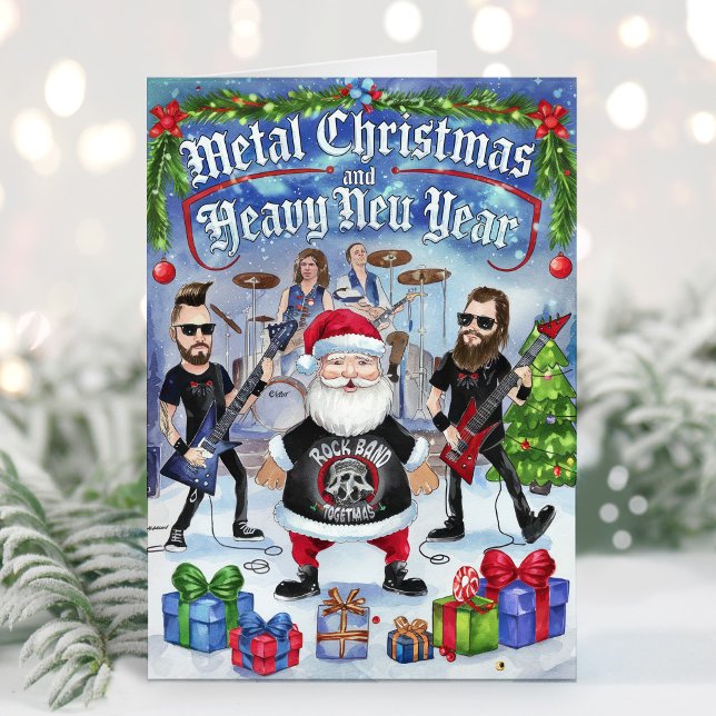 Funny Santa Heavy Metal Christmas Card (Creator Uploaded)