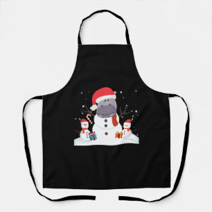 Funny Santa Hippo Christmas Snowman Xmas Gift Apron