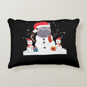 Funny Santa Hippo Christmas Snowman Xmas Gift Decorative Cushion
