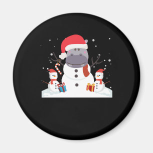 Funny Santa Hippo Christmas Snowman Xmas Gift Magnet
