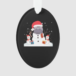 Funny Santa Hippo Christmas Snowman Xmas Gift Ornament