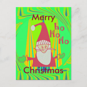 Funny Santa Hohoho Edgy Geometrical Neon Design Holiday Postcard