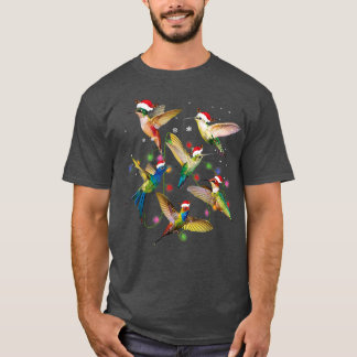 Funny Santa Hummingbird Christmas Lights Lover Chr T-Shirt