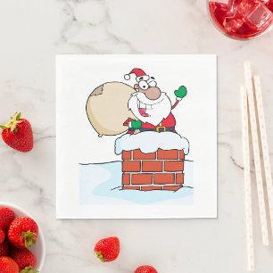 Funny Santa in Chimney Napkin