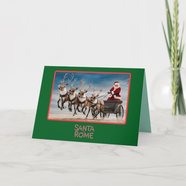 Funny Santa in Rome Christmas Card (Front)