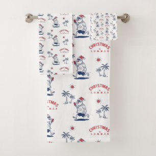 Funny Santa In Summer Christmas In July Bath Towel Set