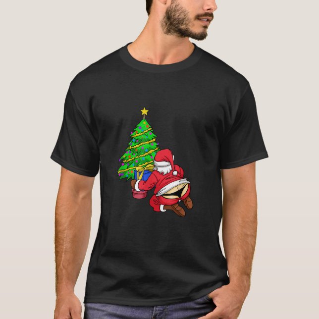 Funny Santa in Thong Christmas Tree Christmas Gift T-Shirt (Front)