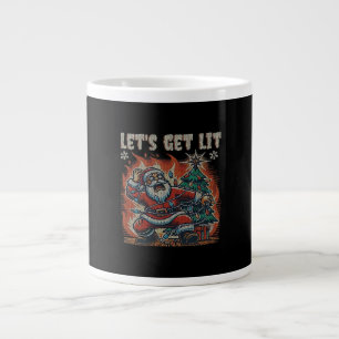 Funny Santa Is Burning Let's Get Lit Classic Large Coffee Mug