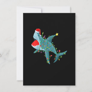 Funny Santa Jaws Shark Christmas Lights Merry Shar Invitation