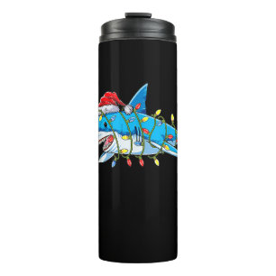 Funny Santa Jaws Shark Christmas Lights Merry Shar Thermal Tumbler