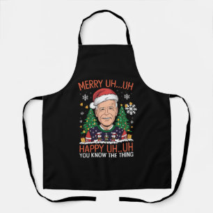 Funny Santa Joe Biden Merry Uh Uh Christmas Ugly Apron