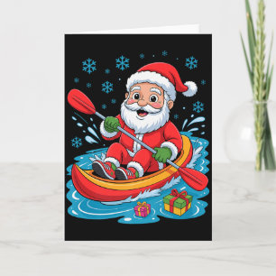 Funny Santa Kayaking Lover Holiday Christmas Xmas  Card