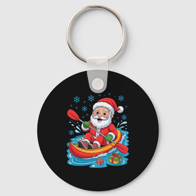 Funny Santa Kayaking Lover Holiday Christmas Xmas  Key Ring (Front)